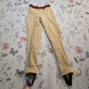 TuffRider Kids Tan Riding Jodhpurs Knee Patch Pants w/ Stirrups Size Approx~6/8